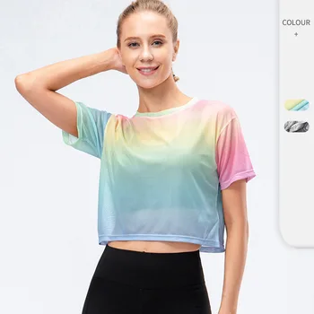 2021 Nove Ženske svoboden tekaški športni kratek rokav quick dry dihanje fitnes T-shirt zunanja usposabljanja joga vrhu barvo T-shirt