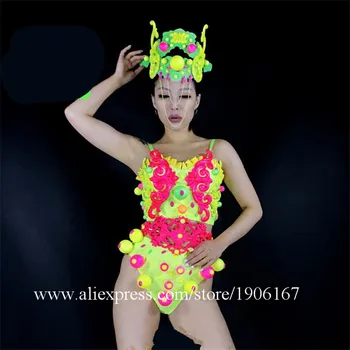 Modni brvi Kaže Seksi Dekle Stopnji Uspešnosti Oblačila, Pokrivala Kostume Set za Stage Show Brezplačna Dostava Slike 2
