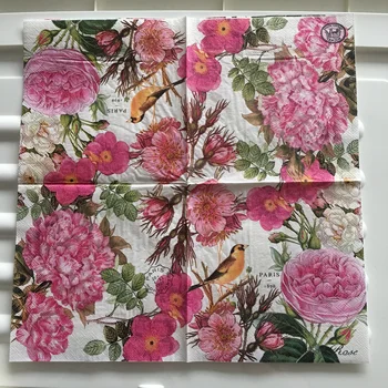 Decoupage papir, otroške plenice elegantno tkiva letnik brisačo, roza ptic cvet metulj rojstni dan, poročno zabavo doma lep dekor 20