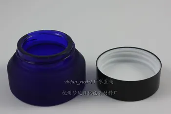 30pcs 15g modra motnega stekla krema kozarec z črno aluminijasto pokrov, 15 g kozmetični steklene embalaže za vzorec ,15g mini jar debelo Slike 2