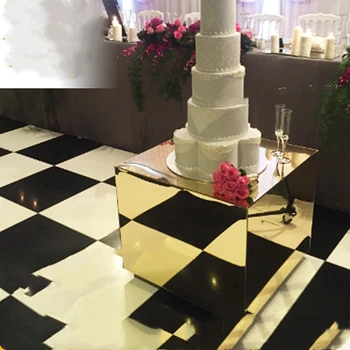 2pcs/set)Luksuzni zlato poroko plinth kvadratnih torto stojalo iz nerjavečega jekla torto podstavek poroko sladica tabela yudao1229 Slike 2