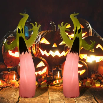Napihljivi Halloween Visok Grozno Sablastan Ghost Lobanja s Svetlimi LED Osvetlitev Ornament Notranja Zunanja Dvorišče Vrt Slike 2