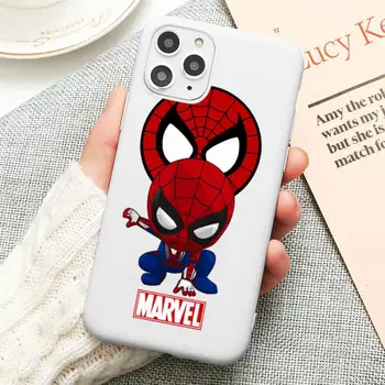 Marvel Spider man Deadpool, Iron Man, Telefon Primeru Za iphone 13 12 11 Pro Max Mini XS 8 7 6 6S Plus X SE XR Candy bela Silikona Slike 2