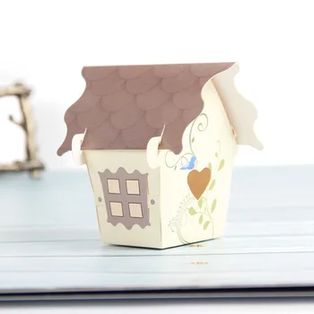 100 kozarcev Mini Hiša Baby Tuš bonboniera Poroko Bonbone Škatle za Poročni Korist Darilo Polje Čokolada Polje Slike 2