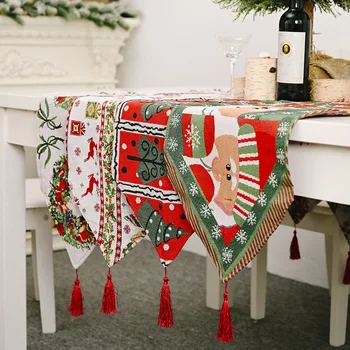 Božič namizni tekač poliester tiskanje santa elk drevo krpo hotel družinske počitnice namizno dekoracijo Slike 2