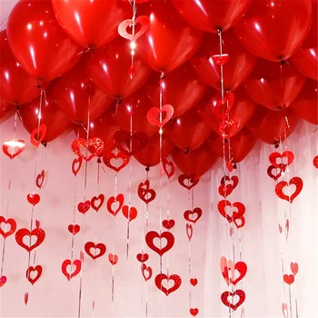 100 kozarcev/veliko Rdeče Srce Laser Sequined Dež Balon Obesek Romantično Poroko Soba Rojstni Dekoracijo Balon Dodatki