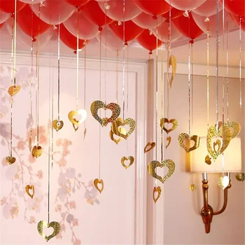 100 kozarcev/veliko Rdeče Srce Laser Sequined Dež Balon Obesek Romantično Poroko Soba Rojstni Dekoracijo Balon Dodatki Slike 2