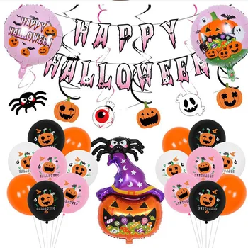 DIY Halloween Dekoracijo Nastavite Bučna Duha Baloni Happy Halloween Banner latex Spider Balon Halloween Doma Dekor Slike 2