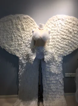 Costumed lepa veliko belo pero angel krila za Fashion show Prikaže poročno fotografiranje rekvizitov, Cosplay igre kostum