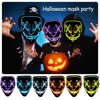 Cosmask Halloween Neon Maske Led Maske Masque Maškarada Stranka Maske Luč Sveti V Temi, Smešne Maske Cosplay Kostum Dobave Slike 2