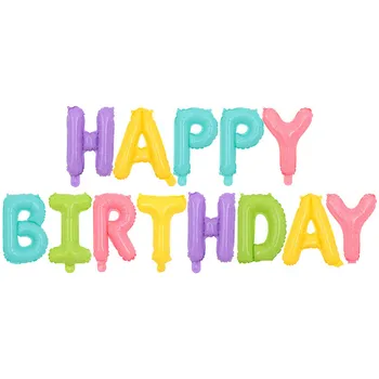 1 Kos 16-palčni Happy Birthday Nastavite Aluminija Balon Macaron Gradient Barve Rojstni dan Obleko Gor Postavitev Zračni Balon Slike 2