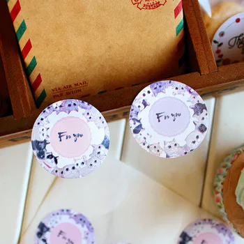 Pekarna paket nalepke ZA VAS vijolično tesnjenje paster piškotek škatlo piškotov vrečko dekorativne nalepke darilni embalaži ponudbe uslug