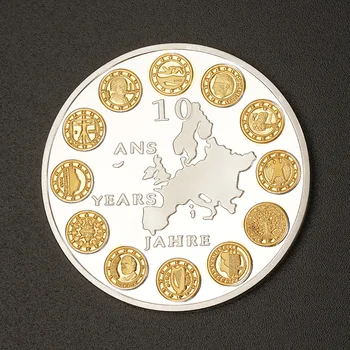 EU Spominski Medaljon Dvanajstih držav, pozlačeni Dekorativni Obrti Ustvarjalno Darilo Moda Dve barvni Dekorativni Kovanec Darilo Slike 2