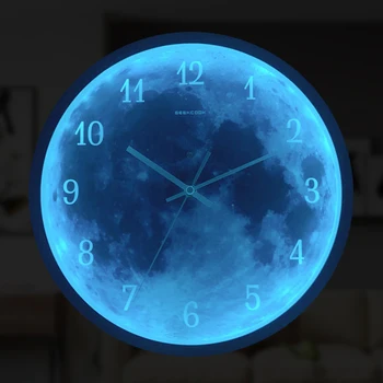 30 cm Blue Moon Stenska Ura Svetlobni Stenske Ure Tihi Dnevna Soba Art Design Ura Spalnica Krog Ura Sodobno Dekoracijo Doma Slike 2
