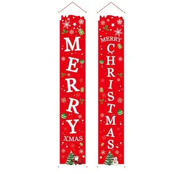 1 Par Božič Pismo Trem Banner Visi Vhodna Vrata Rdeče Verandi Znak Za Božično Zabavo Dogodkov Dodatki