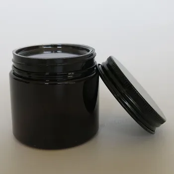 30 x 50 g Potovanja Prazne Povratne Amber PET smetane sestavljajo jar 50cc kozmetični posodo s črno aluminijasto pokrovi