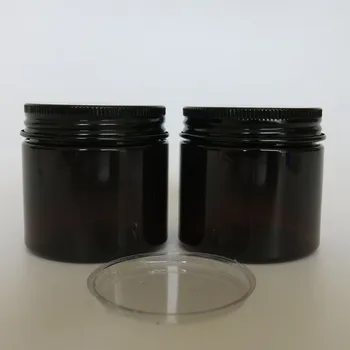 30 x 50 g Potovanja Prazne Povratne Amber PET smetane sestavljajo jar 50cc kozmetični posodo s črno aluminijasto pokrovi Slike 2