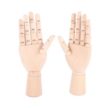 AT69 -7inch Lesene Izrastek Opposable, ki se Oblikuje v Levo/Desno Roko Slika Manikin Roko Model za Risanje, Risal, Slikarstvo (L