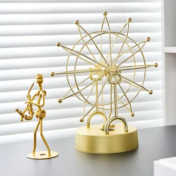 Sodobno Kovinsko Zlato Ferris Wheel Vrtljiv Dnevna Soba pisarne Dekoracijo Doma AccessoriesToy Darilo za Otroke, Odrasle Slike 2