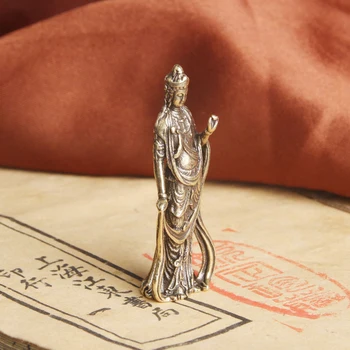 Doma Dekoracijo Knickknacks Dosegljivi Kitajski Medenina Vklesan Kwan-Guan yin Yin Buda Lepe Majhne Kipi Slike 2