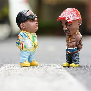 10 cm Mala Pop Rapper Star 2Pac Tupac Slika Svež Hip Hop Fant Ustvarjalnih Namiznih Kip Domači Dnevni Sobi, Pisarni Dekor Biggie Lutka