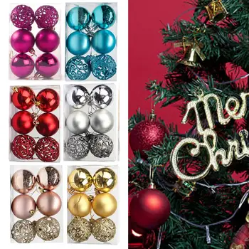 6Pcs Božični Kroglice Praznično Čudovito Lepe Glittery Xmas Tree Votlih-out Kroglice Dekor za Božič