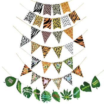 Jungle Papir Tropskih Listov Trak Živali Garland Trikotnik Zastava Banner Rojstni Dan, Poročno Zabavo Doma Okraski Stranka Dobave
