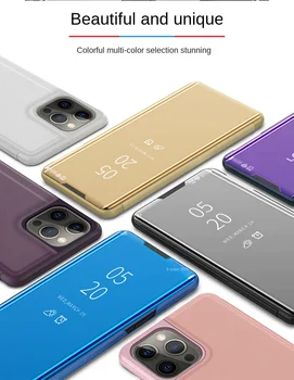 Preprost Barva Ogledalo Nosilec Usnje Magsafe Primeru Mobilni Telefon z Držalom za iPhone 13 12 11ProMax X XR XS Max 7 8 Plus