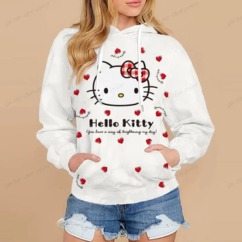 Hello Kitty Oblačil Žensk Pomlad Hoodies Lolita Punca, Moda Tanko Plast Harajuku Vijolična Majica Y2k Vrhovi žep Srajce
