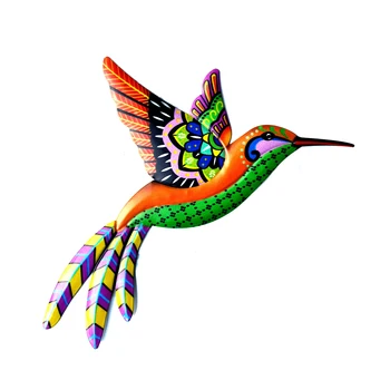 Kovinski Hummingbird Wall Art Dekor Pisane Ptice 3D Prostem Kiparstvo Hummingbird Obešalnik Za dnevno Sobo, Spalnico, Teraso Vrt Slike 2