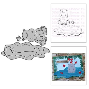 Novo DIY Lep Hippo 2021 Brez Znamk Reliefi Obrti in Rezanje Kovin Matrice Set za Scrapbooking Kartico, zaradi Česar Dekoracijo Reliefi
