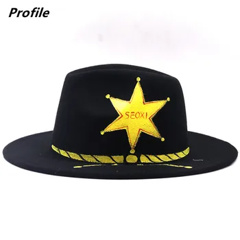 Ročno paHand poslikano vzorec fedora klobuk heksagonalna star vzorec ravno robna tie-dye jazz klobuk pozimi fedora klobuk na debelo in drobno