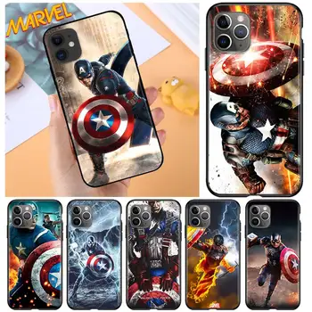 Captain America kul za Apple iPhone 12 Max Pro Mini 11 Pro XS Max X XR 6S 6 7 8 Plus 5S SE2020 Mehko Črno Primeru Telefon