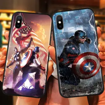 Captain America kul za Apple iPhone 12 Max Pro Mini 11 Pro XS Max X XR 6S 6 7 8 Plus 5S SE2020 Mehko Črno Primeru Telefon Slike 2