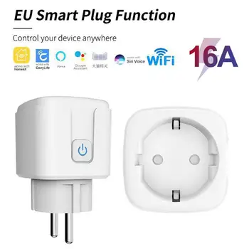 16A EU Wifi Smart Priključite Brezžični Daljinski Stojalo Smart Časovnik Plug Glasovni Nadzor EU Domov Ognju PC Pametno Vtičnico
