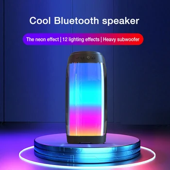 Bluetooth Zvočnik celozaslonskem načinu 3D Pisane lučke LED Prenosni Hi-fi Zvočnikov za Odlično Bas Brezžični Zvok Polje(Črna) Slike 2