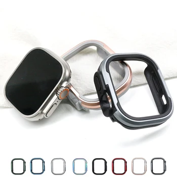 TPU+Aluminij Zlitine Pazi, Okvir velja za Apple Watch Ultra Primeru, 49 mm Kovinski Odbijača za iWatch Serije Ultra Kritje Krepak Oklep Primeru
