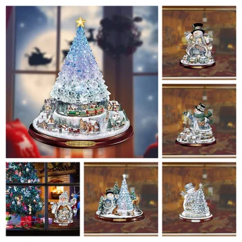 Ustvarjalne Božično Drevo Okno Nalepke Obračanje Kiparstvo Vlak Dekoracijo Božični Okraski Opremljanje Doma 2023 Navidad