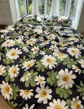 vintage pastorala zeleno cvet daisy posteljni set,dvojni polno kraljica cvetlični bombaž domačega tekstilnega posteljo stanja vzglavnik odeja pokrov