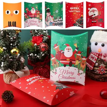 10PCS Božič Oblikovan Vzglavnik bonboniera Vesel Božič Kraft papir, Kraft Papir, Darilne Škatle Embalaža za Otroke Darila Srečno Novo Leto