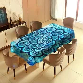 Indijski Hipi Mandala Modra Lotus Bohemian Dekor Psihedelični Zapletena Cvetlični S Ho Me Lili Prtom Kuhinjo in Počitnice Večerja Slike 2
