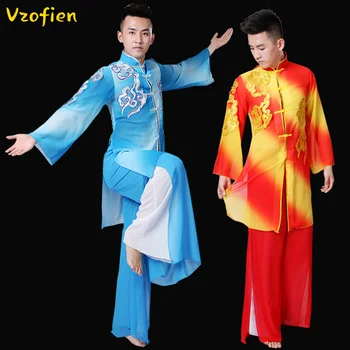 Kitajsko Tradicionalno Moške Klasične Plesne Kostume Klasične Nacionalne Yangko Kostume Pasu Boben Hanfu Ples, Oblačila za Fazo