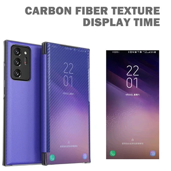 Za Samsung Galaxy A32 4G A12 A50 A51 A52 A21S A71 Opomba 8 9 10 Plus Note20 Ultra Pametno Flip Primeru Ogljikovih Vlaken mobilnega Telefona Lupini Slike 2