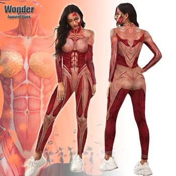 Ženske Moški Človeškega Telesa, Okostje, Mišice 3D Tiskanje Jumpsuit za Odrasle Halloween Cosplay Kostume Stranka Vlogo Igrajo Obleko Gor Obleko