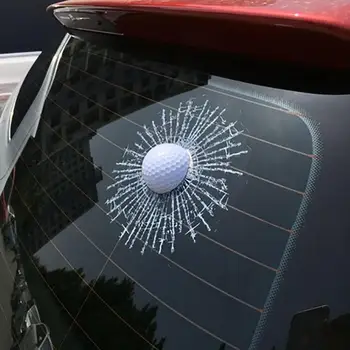 55% Vroče Prodajo!!! Zabavno 3D Golf Žogo Udaril Okno Crack Vetrobransko steklo Avtomobila Nalepke Nalepke za Dekoracijo Slike 2