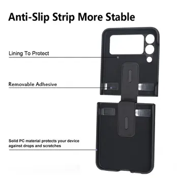 Usnje Prst Prstan Imetnik Zložljiva Kavljem Ohišje za Samsung Galaxy Ž Flip 3 5G Flip3 Ultra Slim Visi Nosilec Zaščite Telefon Kritje Slike 2