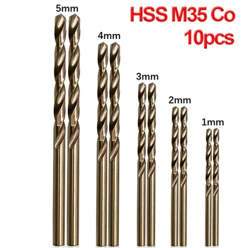 10pcs 1-5 mm Drill Bit Nastavite HSS M35 Kobalt Ravne-kolenom Twist Drill Krog Kolenom Za Odpiranje Nerjaveče Jeklo, Železo, Aluminij