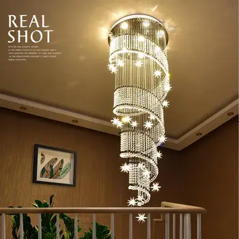 Kristalno Dokler svetlobna telesa LED Obesek Luči Modni Prstan Visi Svetilka Luksuzne Vile Stopnicah Lampen Vzmetenje Svetilka