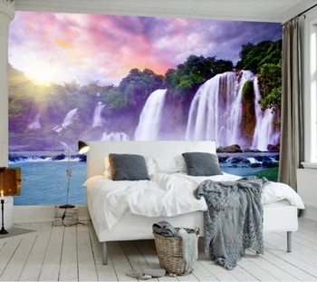 Po meri de papel parede Sodobno minimalistično waterfal naravne krajine 3d ozadje zidana,dnevna soba beroom steno papirjev doma dekor Slike 2
