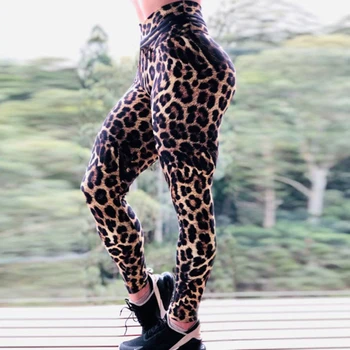 Ženske Leopard Tiskanja Joga Hlače Ženske Fitnes Dokolenke Vadbo Športnih Teče Dokolenke Seksi Push Up Telovadnice Obrabe Elastična Slim Hlače Slike 2